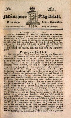 Münchener Tagblatt Dienstag 28. September 1830
