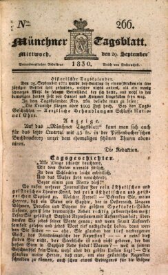 Münchener Tagblatt Mittwoch 29. September 1830