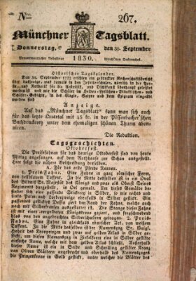 Münchener Tagblatt Donnerstag 30. September 1830