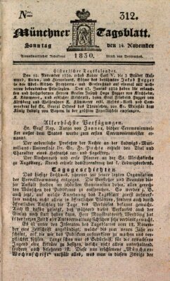 Münchener Tagblatt Sonntag 14. November 1830