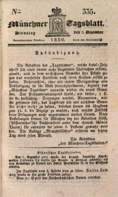 Münchener Tagblatt Dienstag 7. Dezember 1830