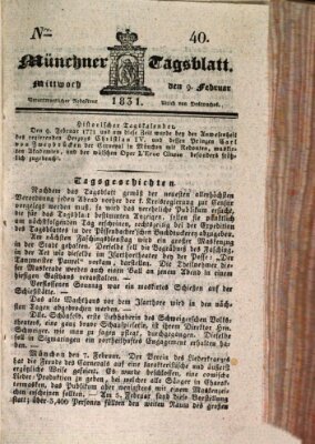 Münchener Tagblatt Mittwoch 9. Februar 1831