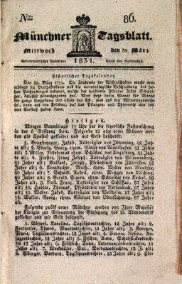 Münchener Tagblatt Mittwoch 30. März 1831