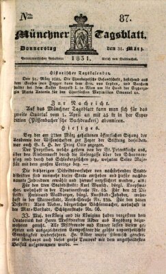 Münchener Tagblatt Donnerstag 31. März 1831