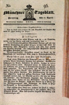Münchener Tagblatt Sonntag 10. April 1831