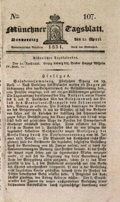 Münchener Tagblatt Donnerstag 21. April 1831