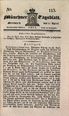 Münchener Tagblatt Mittwoch 27. April 1831