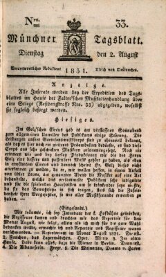 Münchener Tagblatt Dienstag 2. August 1831