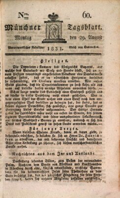 Münchener Tagblatt Montag 29. August 1831