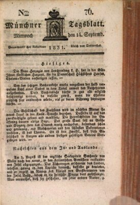 Münchener Tagblatt Mittwoch 14. September 1831