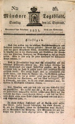 Münchener Tagblatt Samstag 24. September 1831