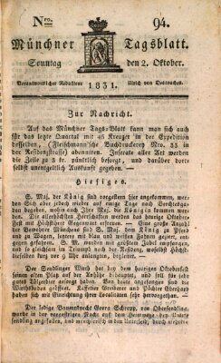 Münchener Tagblatt Sonntag 2. Oktober 1831