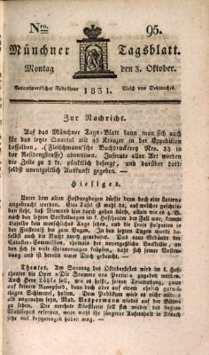 Münchener Tagblatt Montag 3. Oktober 1831