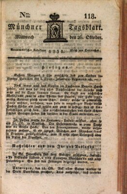 Münchener Tagblatt Mittwoch 26. Oktober 1831