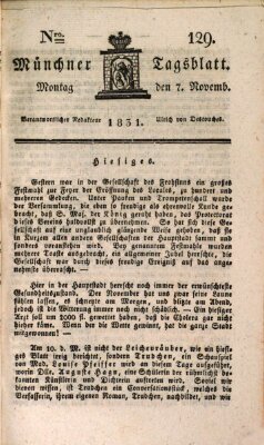 Münchener Tagblatt Montag 7. November 1831