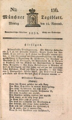 Münchener Tagblatt Montag 14. November 1831