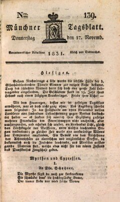 Münchener Tagblatt Donnerstag 17. November 1831