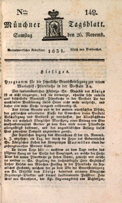 Münchener Tagblatt Samstag 26. November 1831