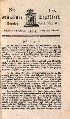 Münchener Tagblatt Samstag 3. Dezember 1831