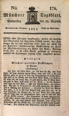 Münchener Tagblatt Donnerstag 22. Dezember 1831