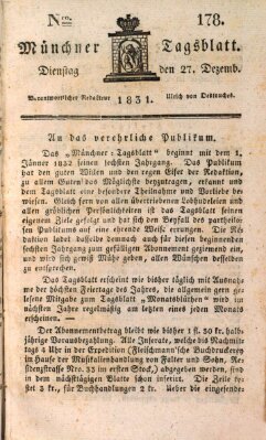 Münchener Tagblatt Dienstag 27. Dezember 1831