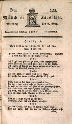 Münchener Tagblatt Mittwoch 2. Mai 1832