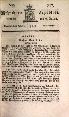 Münchener Tagblatt Montag 6. August 1832