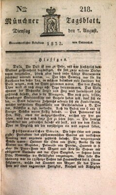 Münchener Tagblatt Dienstag 7. August 1832