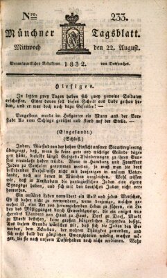 Münchener Tagblatt Mittwoch 22. August 1832