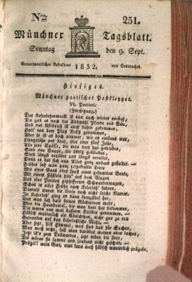 Münchener Tagblatt Sonntag 9. September 1832