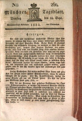 Münchener Tagblatt Dienstag 18. September 1832