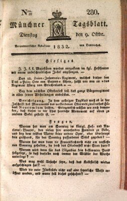 Münchener Tagblatt Dienstag 9. Oktober 1832