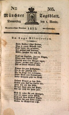 Münchener Tagblatt Donnerstag 1. November 1832