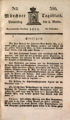 Münchener Tagblatt Donnerstag 8. November 1832