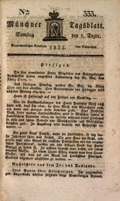 Münchener Tagblatt Samstag 1. Dezember 1832