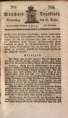 Münchener Tagblatt Donnerstag 27. Dezember 1832