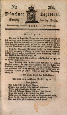 Münchener Tagblatt Samstag 29. Dezember 1832