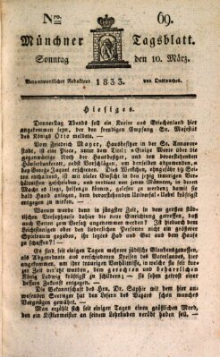 Münchener Tagblatt Sonntag 10. März 1833