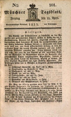 Münchener Tagblatt Freitag 12. April 1833