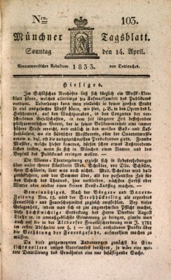 Münchener Tagblatt Sonntag 14. April 1833