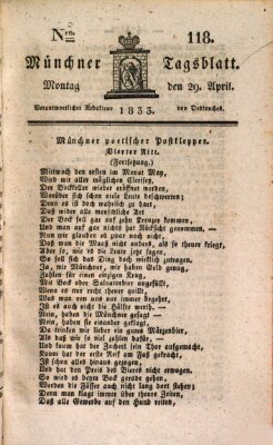 Münchener Tagblatt Montag 29. April 1833