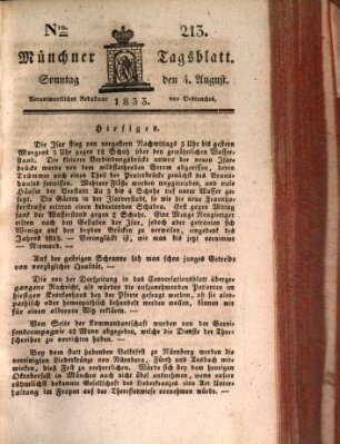 Münchener Tagblatt Sonntag 4. August 1833