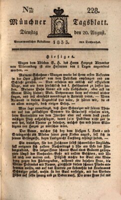 Münchener Tagblatt Dienstag 20. August 1833