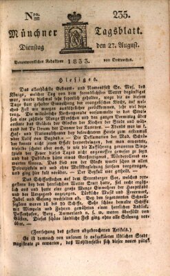 Münchener Tagblatt Dienstag 27. August 1833