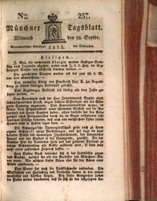 Münchener Tagblatt Mittwoch 18. September 1833