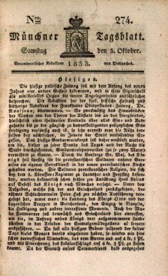 Münchener Tagblatt Samstag 5. Oktober 1833