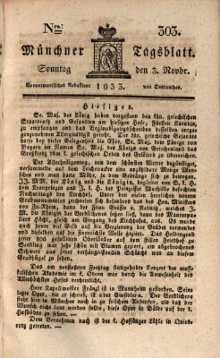 Münchener Tagblatt Sonntag 3. November 1833