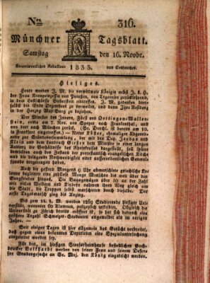 Münchener Tagblatt Samstag 16. November 1833