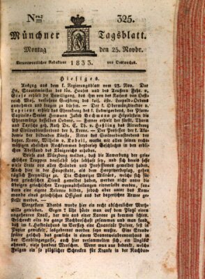 Münchener Tagblatt Montag 25. November 1833