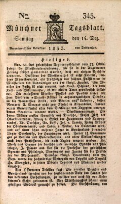 Münchener Tagblatt Samstag 14. Dezember 1833